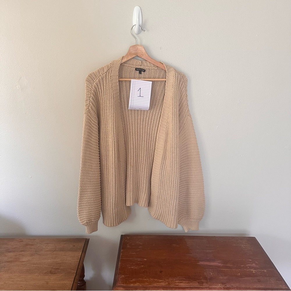 Women's Tan Open-Front Sweater